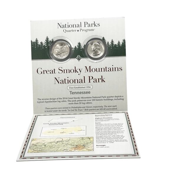 Great Smoky Mountains National Park Quarter Set Nature Gift Collectible 2014 - Picture 3 of 5